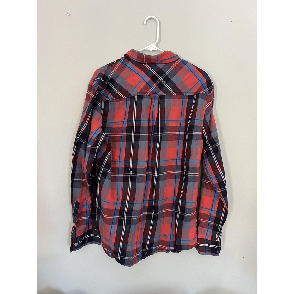 JNCO Shirt Mens 2XL Blue Red Plaid Button Down Flannel Soft Cotton Pocket Casual - Picture 4 of 11